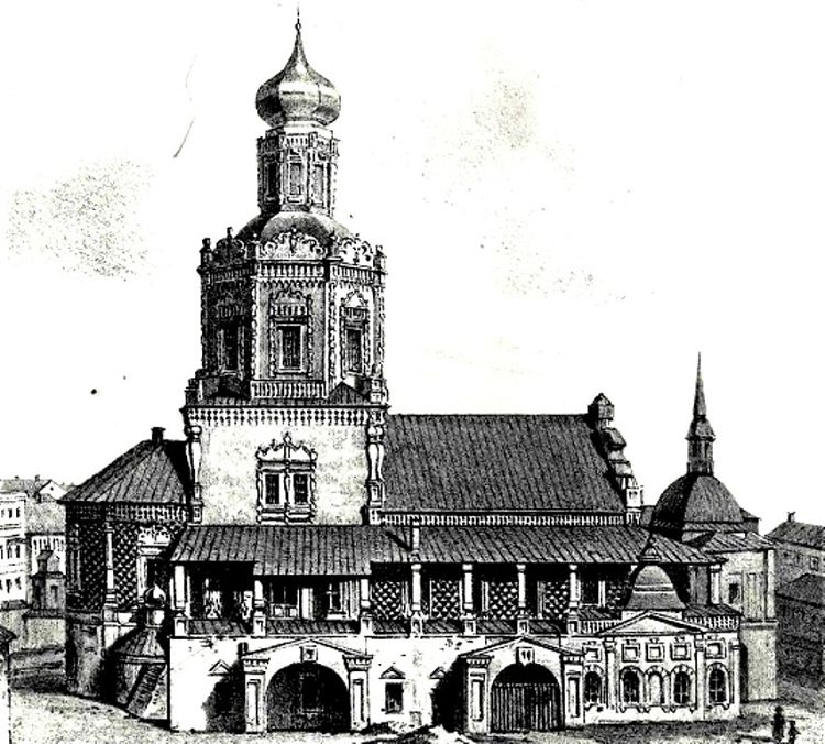 После всех потрясений Богоявленский храм всегда восстанавливался. Литография 19 века