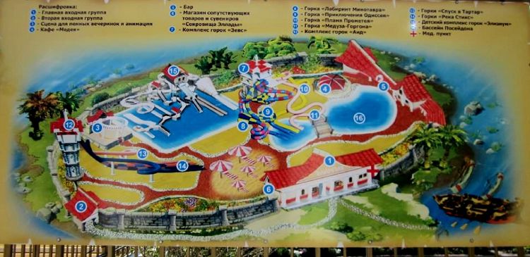 Названия всех аттракционов аквапарка переносят посетителей в Элладу