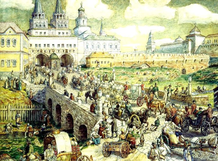 Въезд со стороны Неглинной через был основным подъездом к Кремлю. Худ. А Васнецов