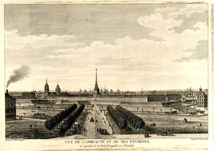 Благоустройство Невского в районе Адмиралтейства в первой половине 18 века