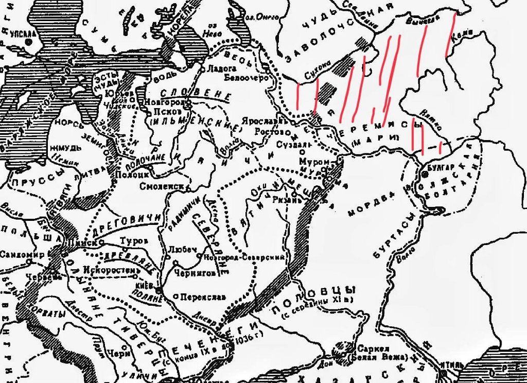 С 8-9 столетий черемисы обитали между Волжской Булгарией и Русскими княжествами