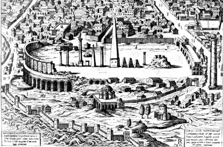 Гравюра О.Панвинио сохранила вид Ипподрома накануне падения Константинополя