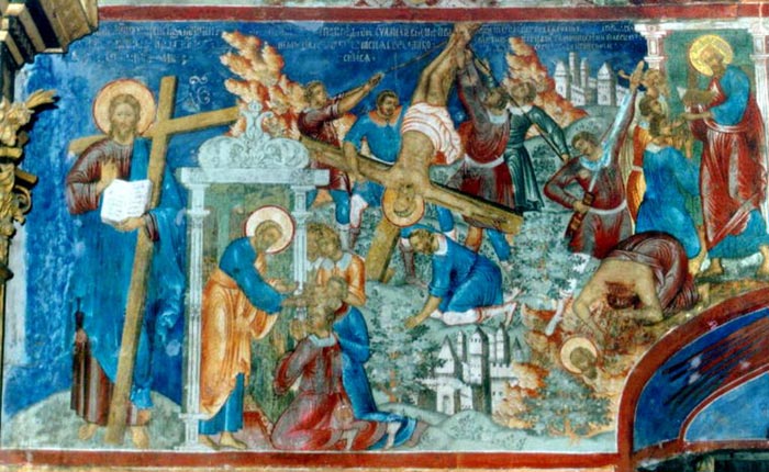 Сюжет "Смерть апостолов" в росписи Рождественского храма