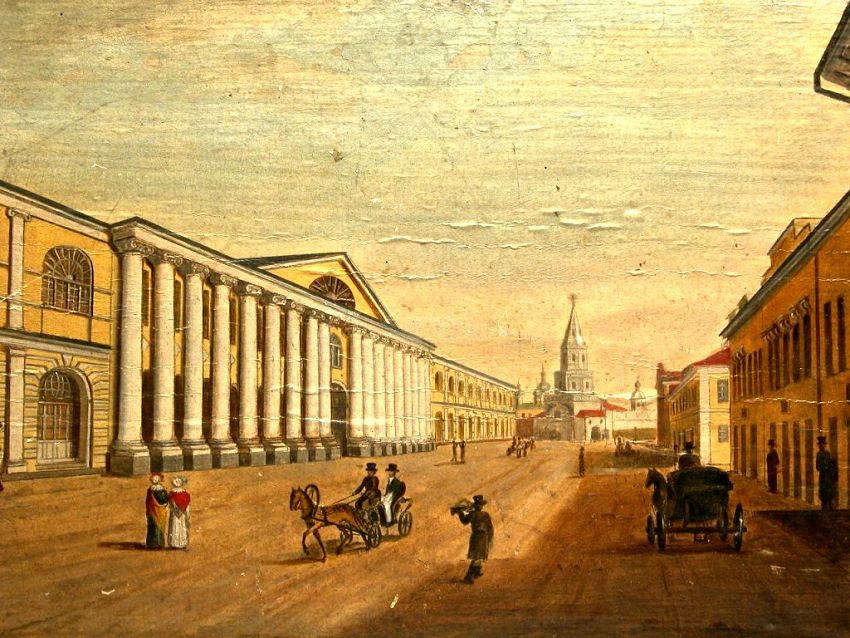 Вход в Гостинный двор в начале 19 века находился на улице Воскресенской Вход в Гостинный двор в начале 19 века находился на улице Воскресенской