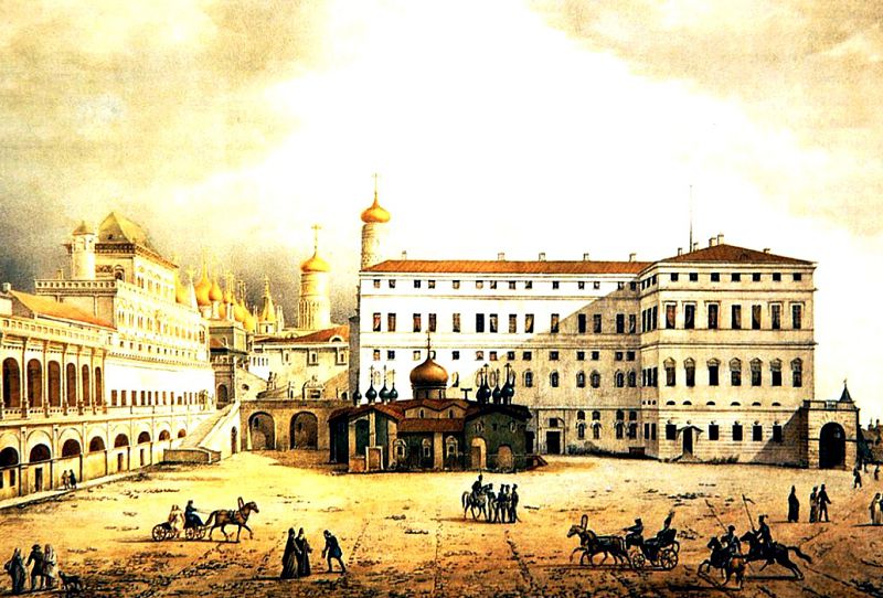 Западный фасад Зимнего дворца в 1823 году