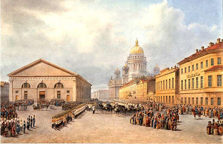 Парад Конной Лейб-гвардии около Манежа. Акварель Садовникова Парад Конной Лейб-гвардии около Манежа. Акварель Садовникова