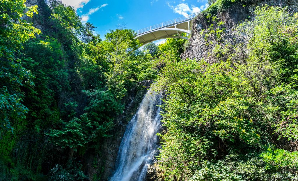 Водопад в ботаническом саду Водопад в ботаническом саду