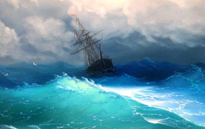 Шторм на море. Картина И.Айвазовского
