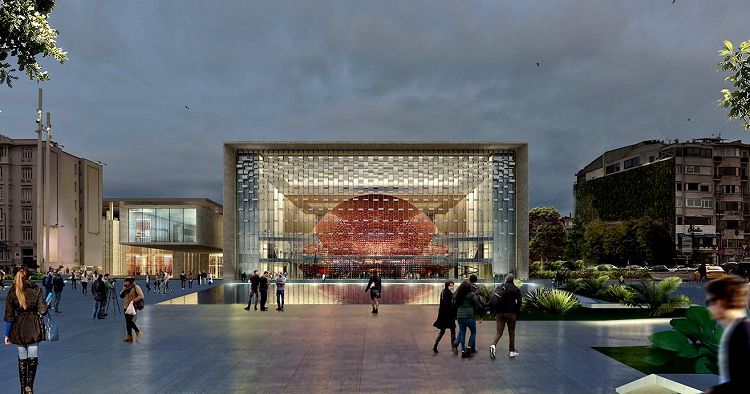 Мимо Культурного центра Ататюрка можно пройти к Дворцу Долмабахче