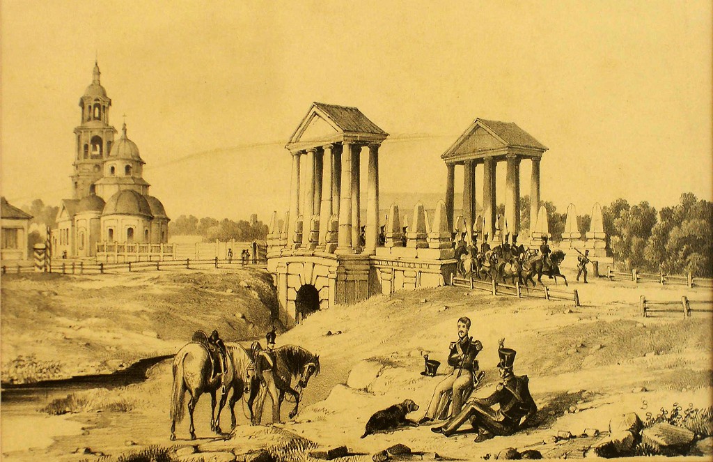 Сибирская застава, как контрольно-пропускной пункт, находилась у Варваринского храма. Рис. Турнерелли