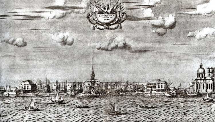 Адмиралтейство начала 18 века (гравюра)
