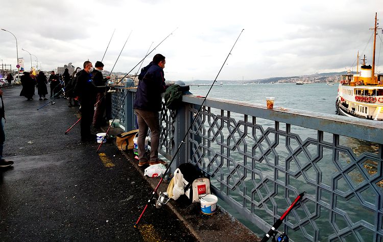 Привычная картина Галатского моста - рыбаки, чайки, туристы...