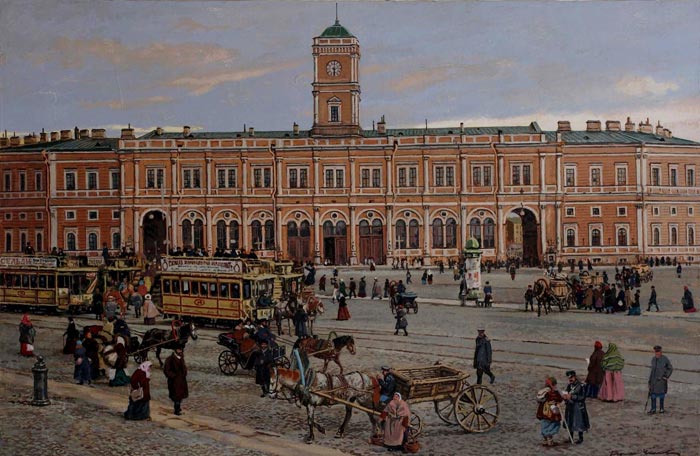 Вокзал в Петербурге в начале 20 века был очень оживленным местом