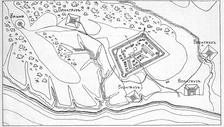 Схематичное изображение Вельяминовского форта первой половины 19 века